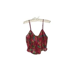 Vintage Hidden Fantasies Camisole M Women's Red Paisley Floral Romantic Romance